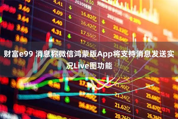 财富e99 消息称微信鸿蒙版App将支持消息发送实况Live图功能